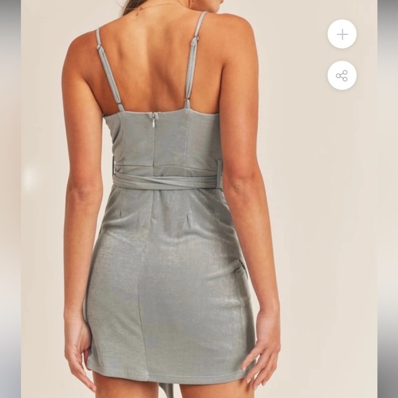 NWT Mable cowneck baby blue metallic dress - Picture 3 of 4